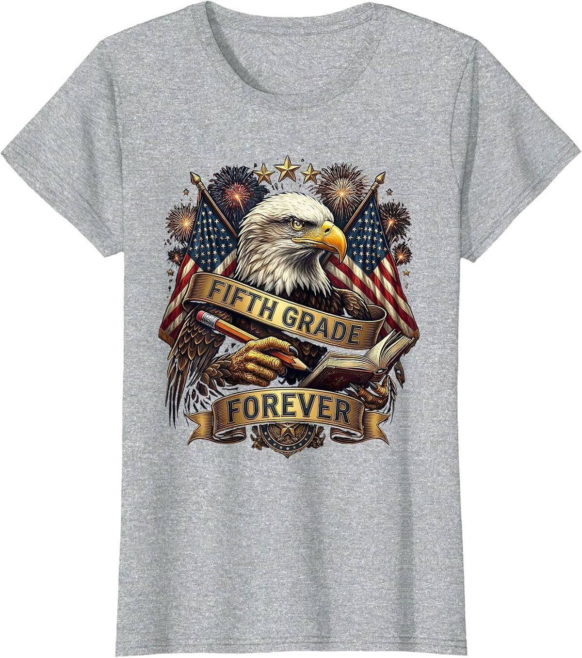 Fifth Grade Forever Teacher Pride Design T-Shirt - Heather Grey