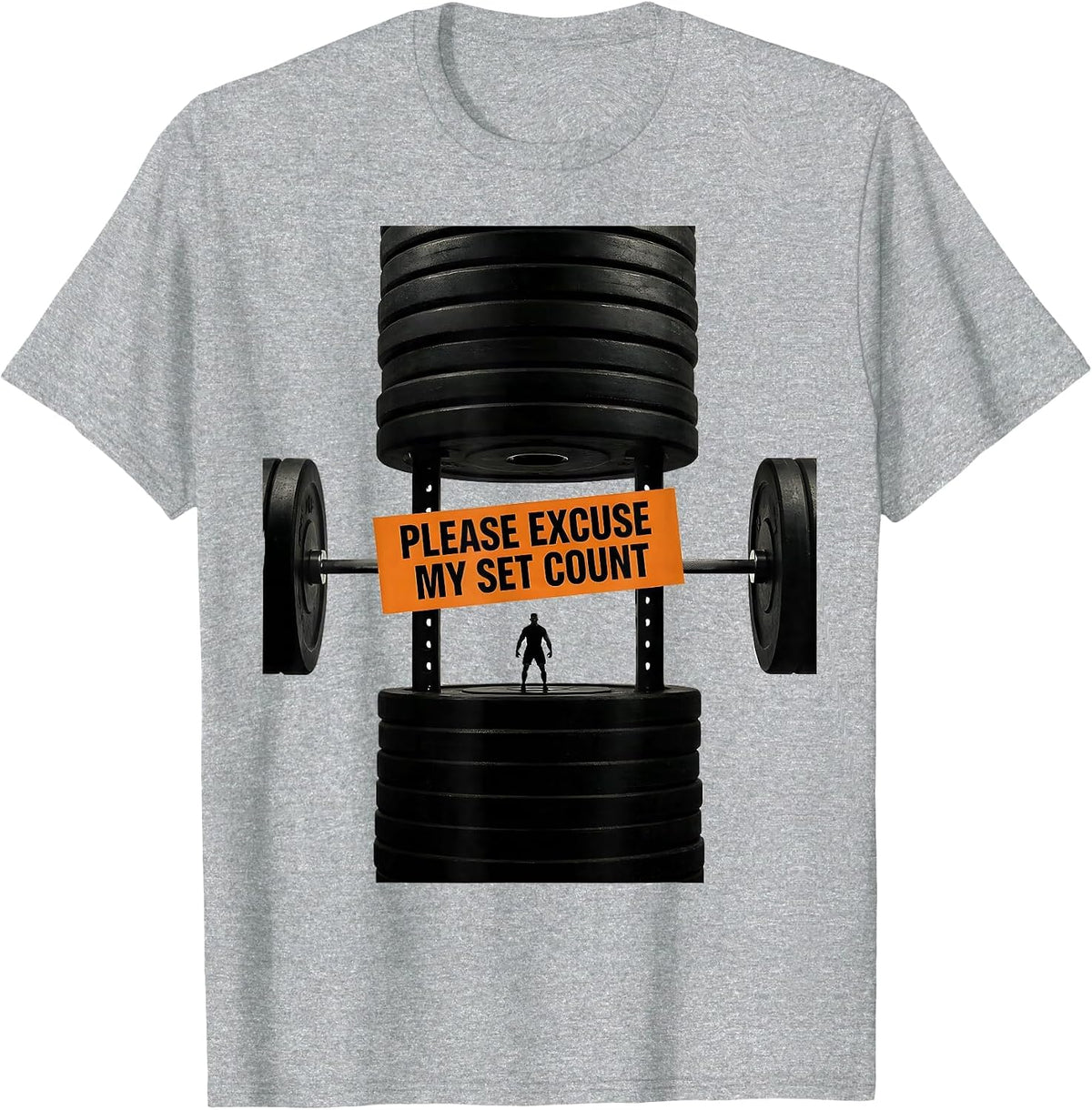 Men's Please Excuse My Set Count Funny Gym Workout Weightlifting T-Shirt - Heather Grey