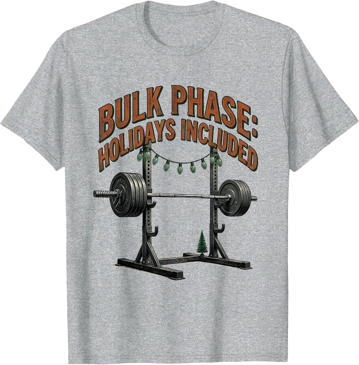 Men's Bulk Phase: Holidays Included Vintage Weightlifting T-Shirt - Heather Grey