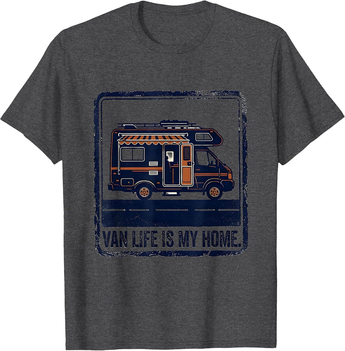 Van Life Is My Home Retro Camper Van Nomad Pride T-Shirt - Dark Heather Grey