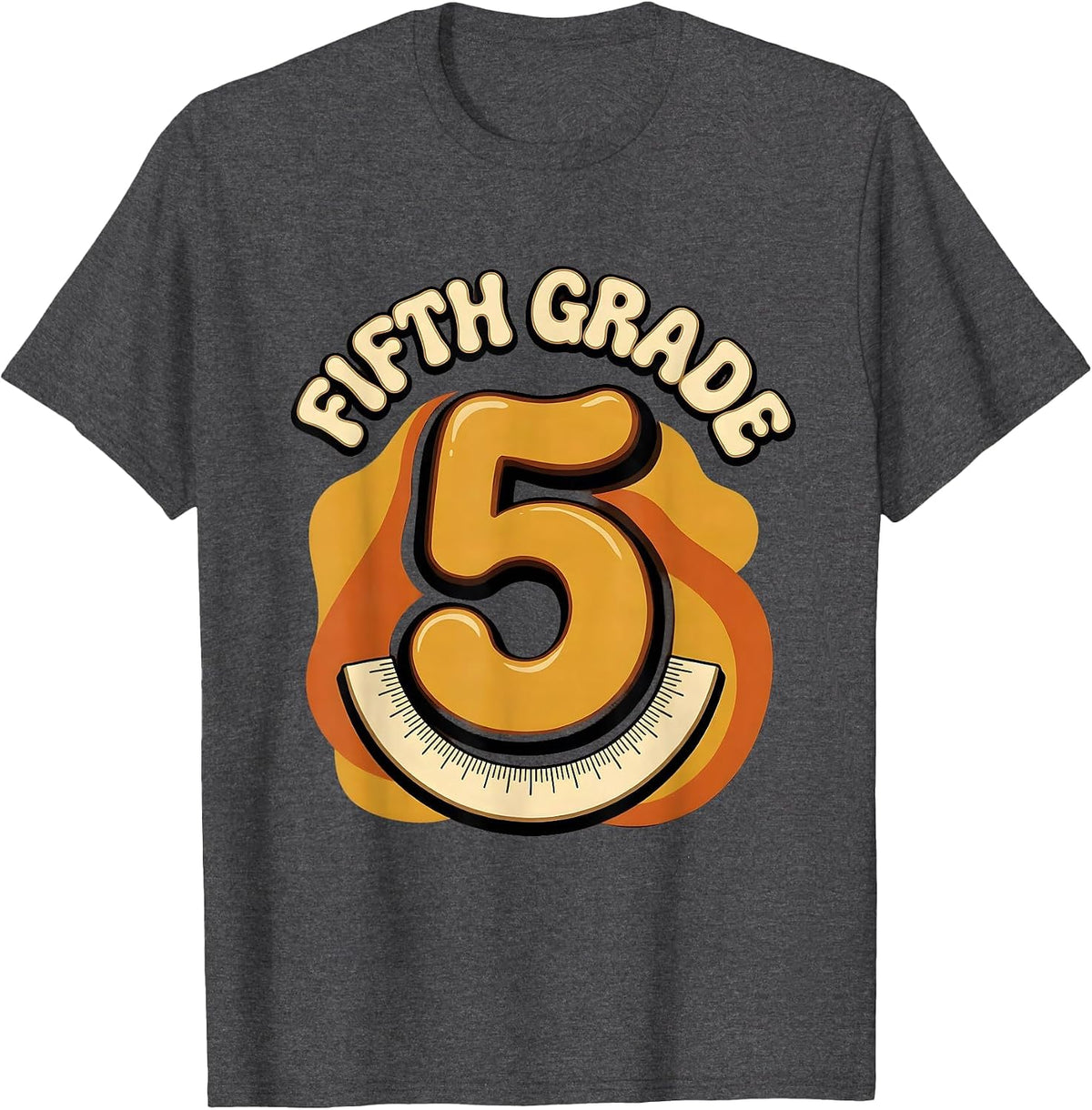 Men's Fifth Grade Retro 70s Back To School Teacher Student T-Shirt - Dark Heather Grey