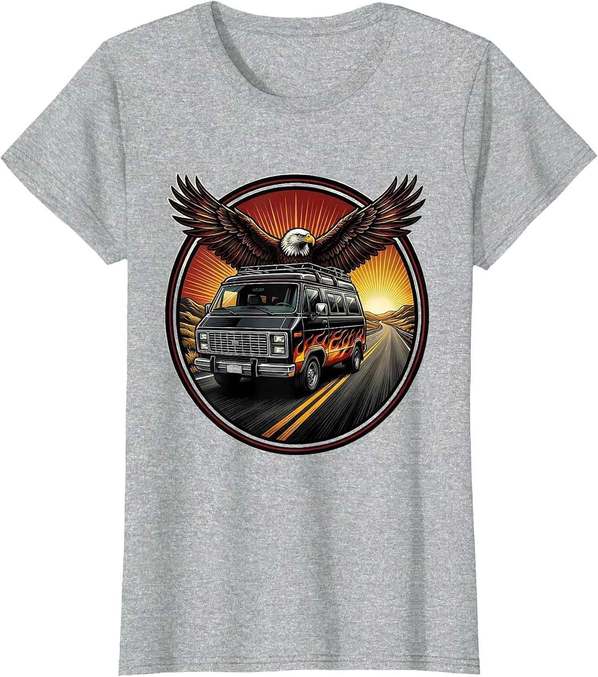 Women's Vintage Tour Van Open Highway Graphic T-Shirt - Heather Grey