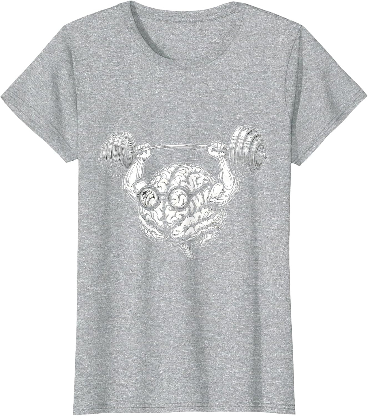 5th Grade Teacher Brain Lifting Barbell Graphic T-Shirt - Heather Grey