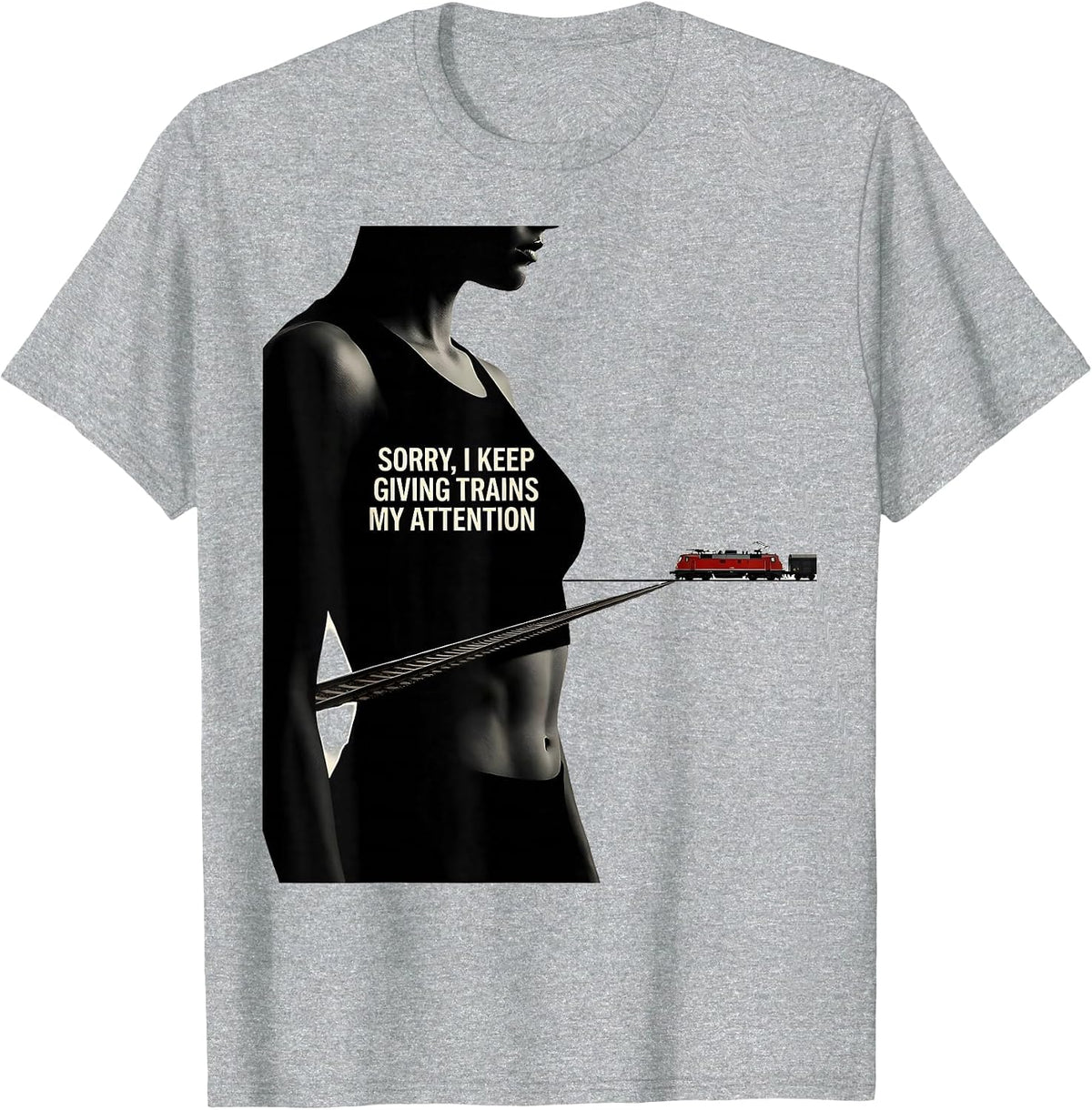 Men's Sorry, I Keep Giving Trains My Attention Train Enthusiast T-Shirt - Heather Grey