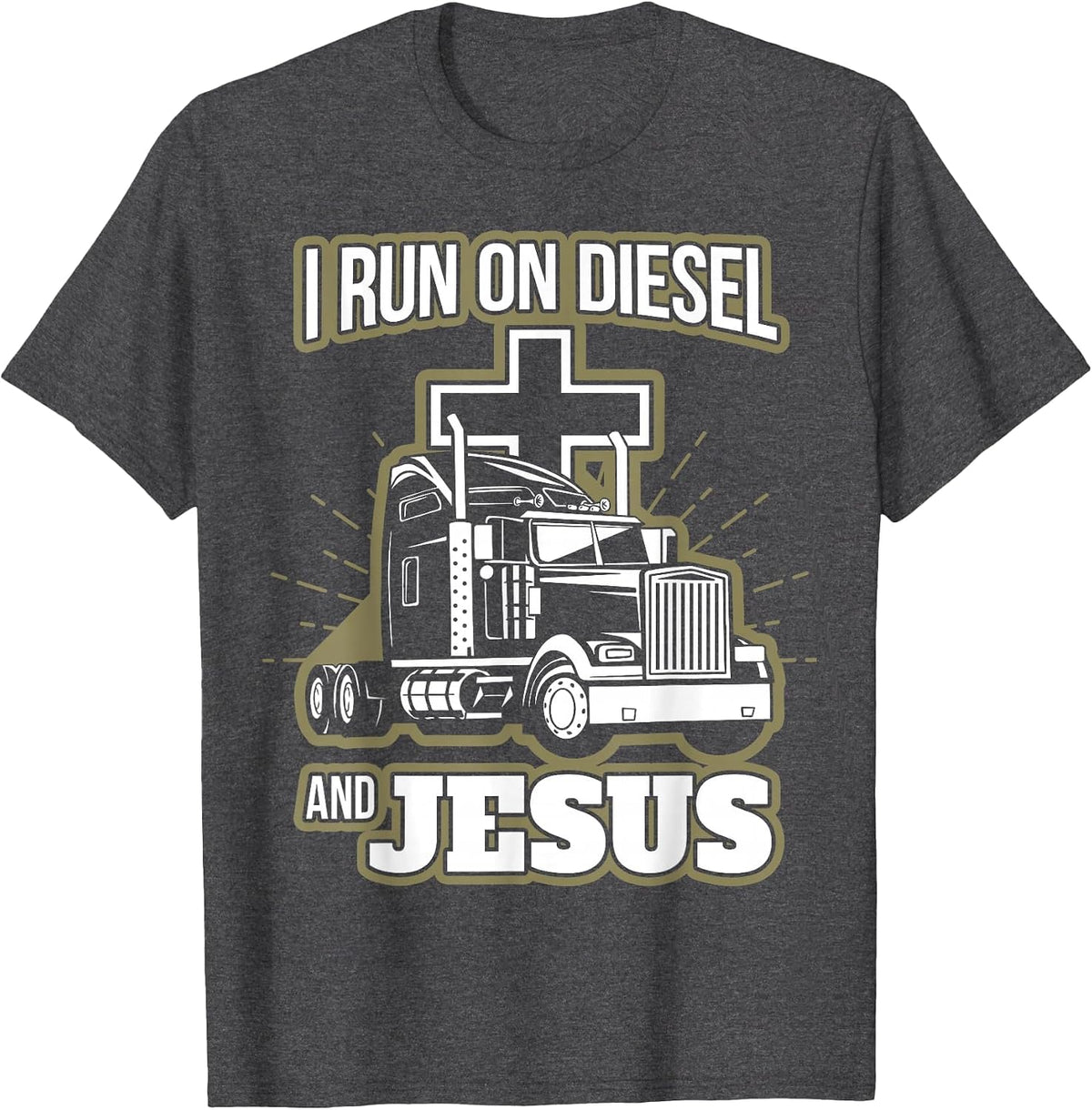 Jesus Truck Driver Christian Trucker T-Shirt - Dark Heather Grey