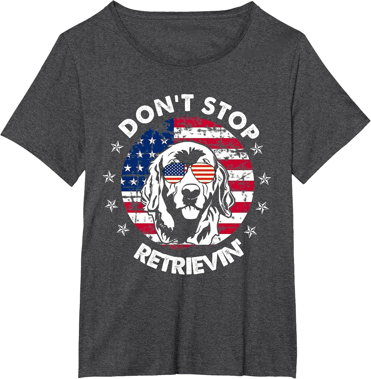 Don't Stop Retrieving Golden Retriever 4th of July T-Shirt T-Shirt - Dark Heather Grey