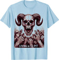 Men's Living in the Pit Death Metal Graphic Design T-Shirt - Baby Blue
