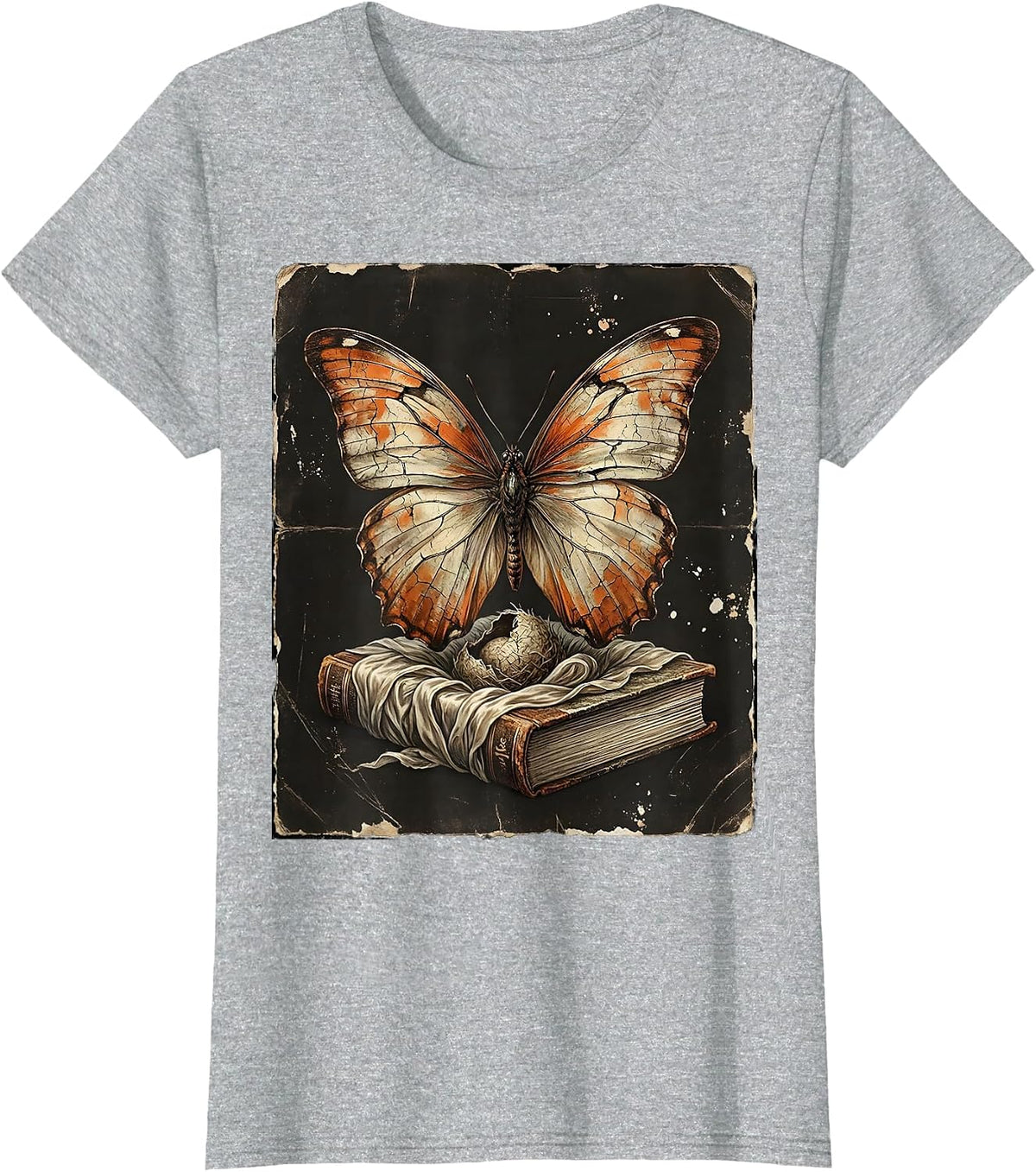 Women's Paraprofessional Butterfly Book Cocoon Graphic T-Shirt - Heather Grey