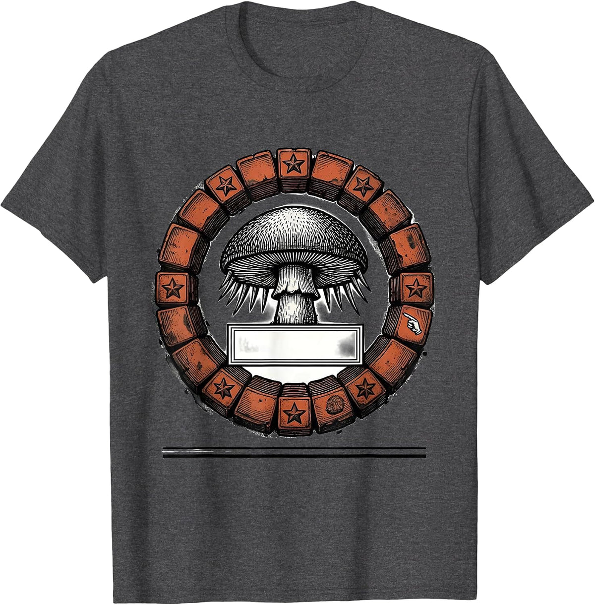 Men's Shield Seal Hedgehog Mushroom Forager Humor T-Shirt - Dark Heather Grey