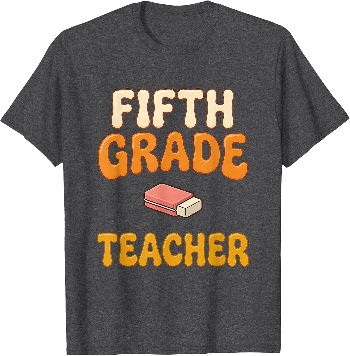 Men's Fifth Grade Teacher Retro 70s Back To School Teacher Gift T-Shirt - Dark Heather Grey