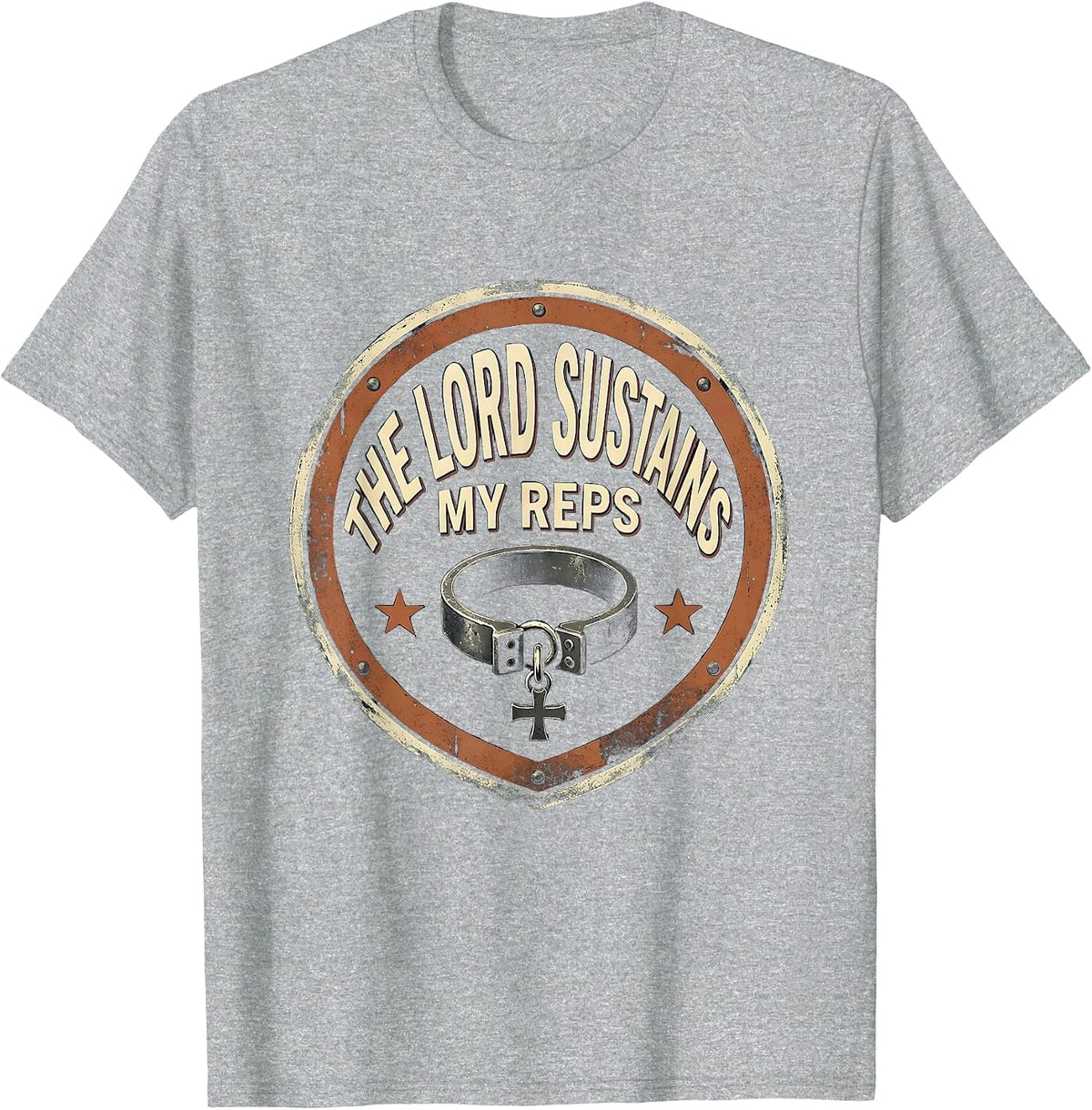 Men's The Lord Sustains My Reps Vintage Christian Gym Weightlifter T-Shirt - Heather Grey
