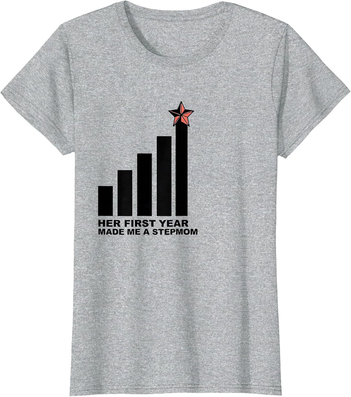 Her First Year Made Me A Stepmom Family Matching Birthday T-Shirt - Heather Grey