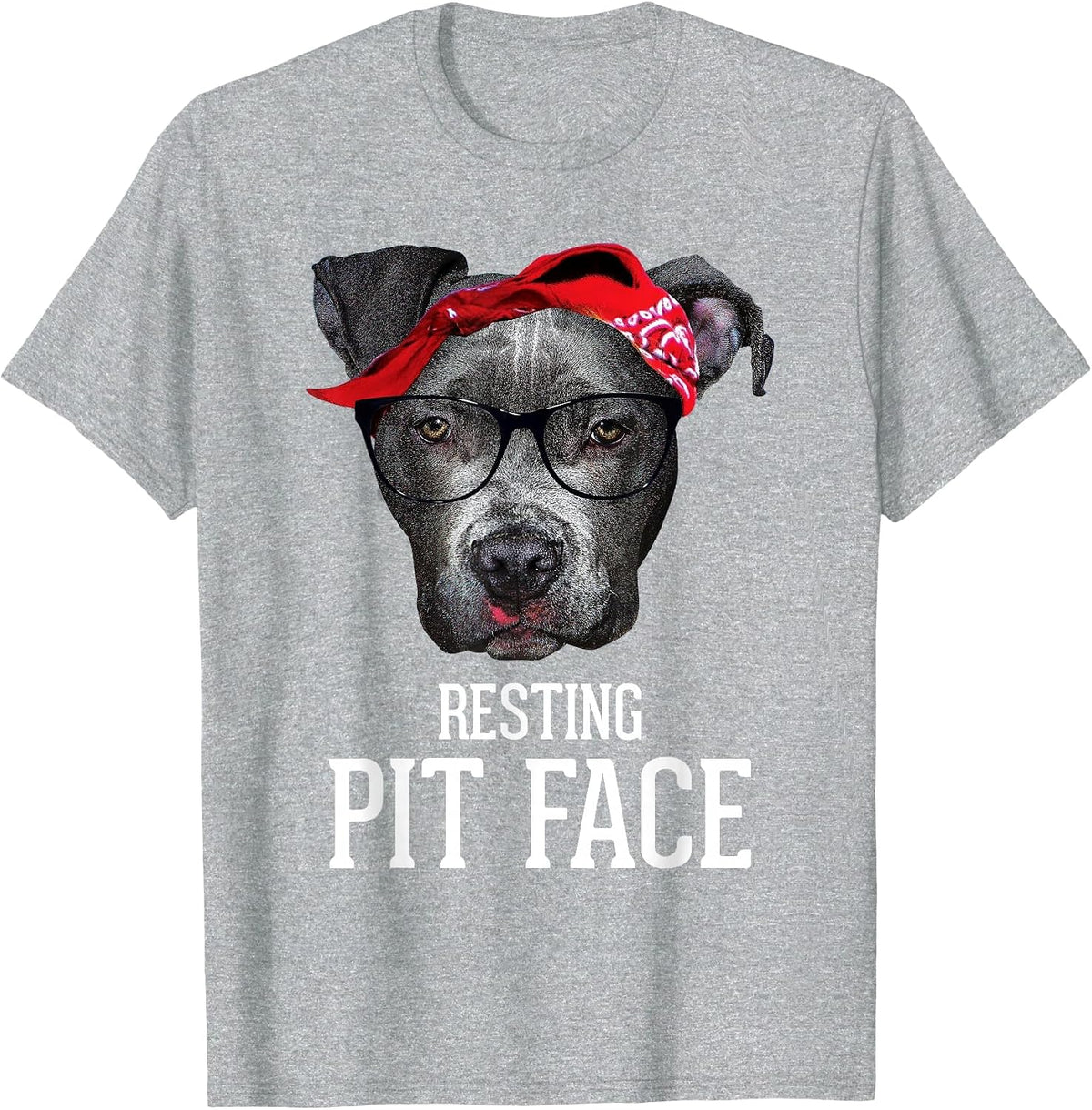 Vintage Pitbull Resting Pit Face - Funny Pitbull Lovers Dog T-Shirt - Heather Grey