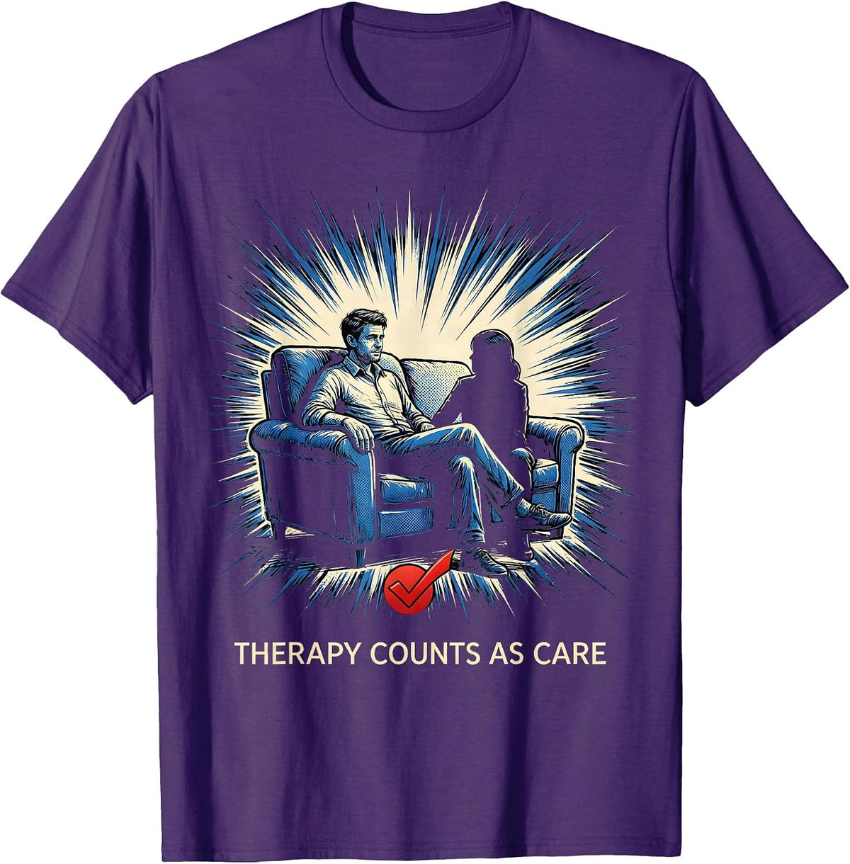 Therapy Counts As Care Comic Book Mental Health Awareness T-Shirt - Purple
