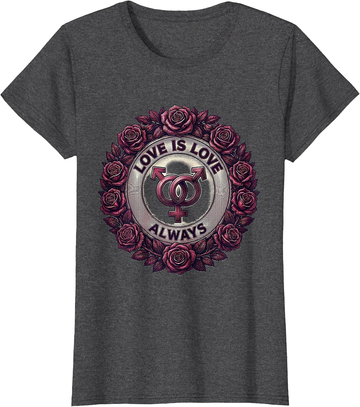 Women's Love Is Love Always LGBTQ Pride Design T-Shirt - Dark Heather Grey