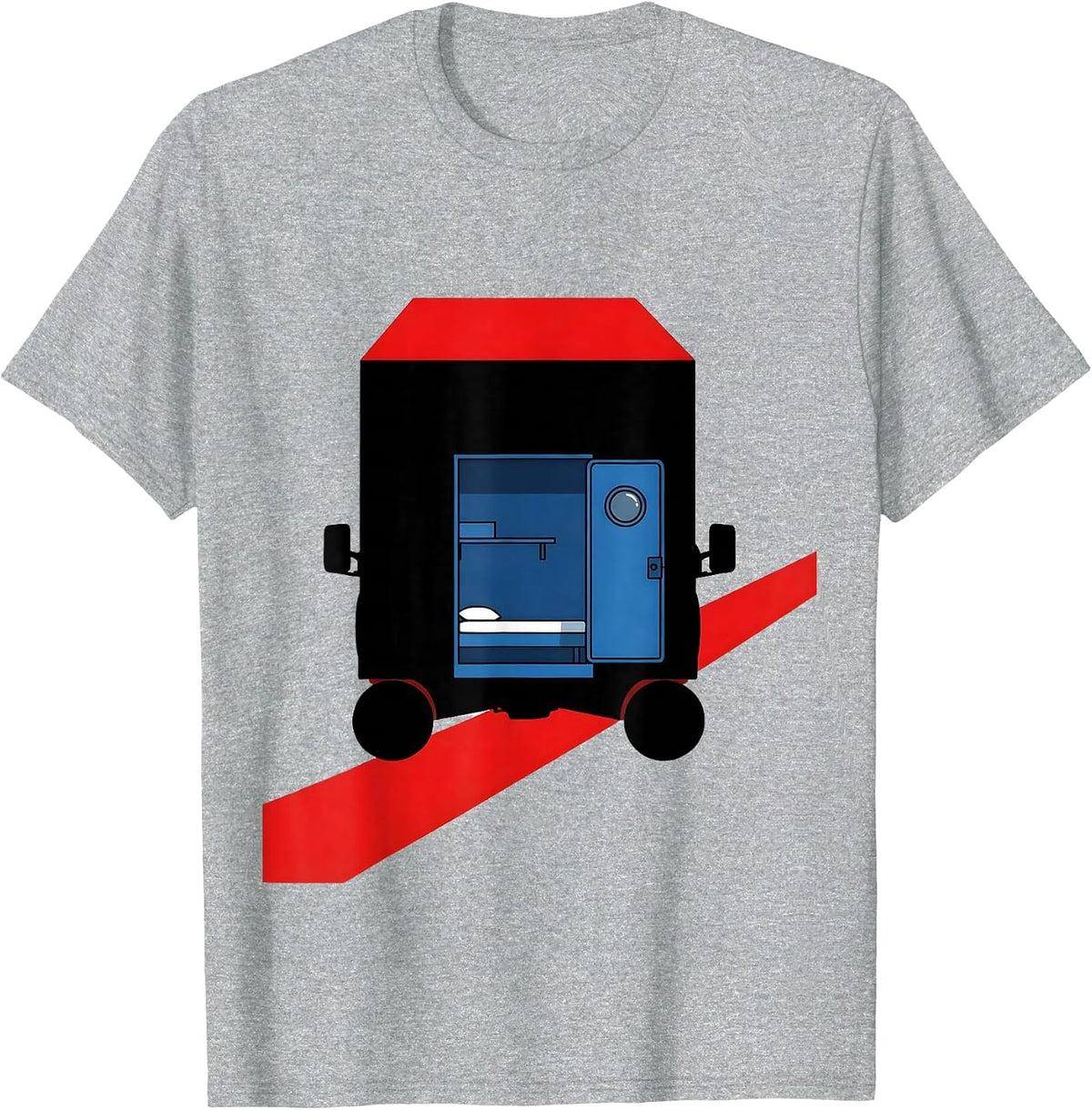 Men's Camper Van Cross-Section Bauhaus Modernist Van Life Dwellers T-Shirt - Heather Grey