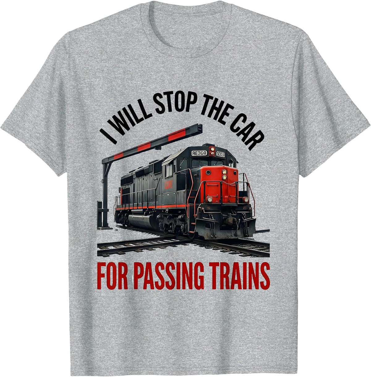 Men's I Will Stop the Car for Passing Trains Funny Train T-Shirt - Heather Grey