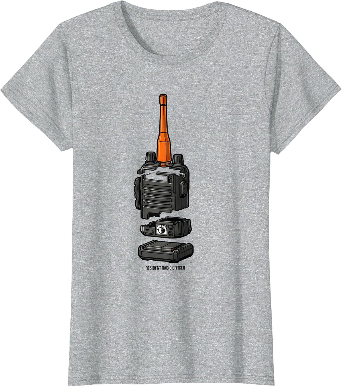 Resident Radio Officer Funny Ham Radio Operator Gift T-Shirt - Heather Grey
