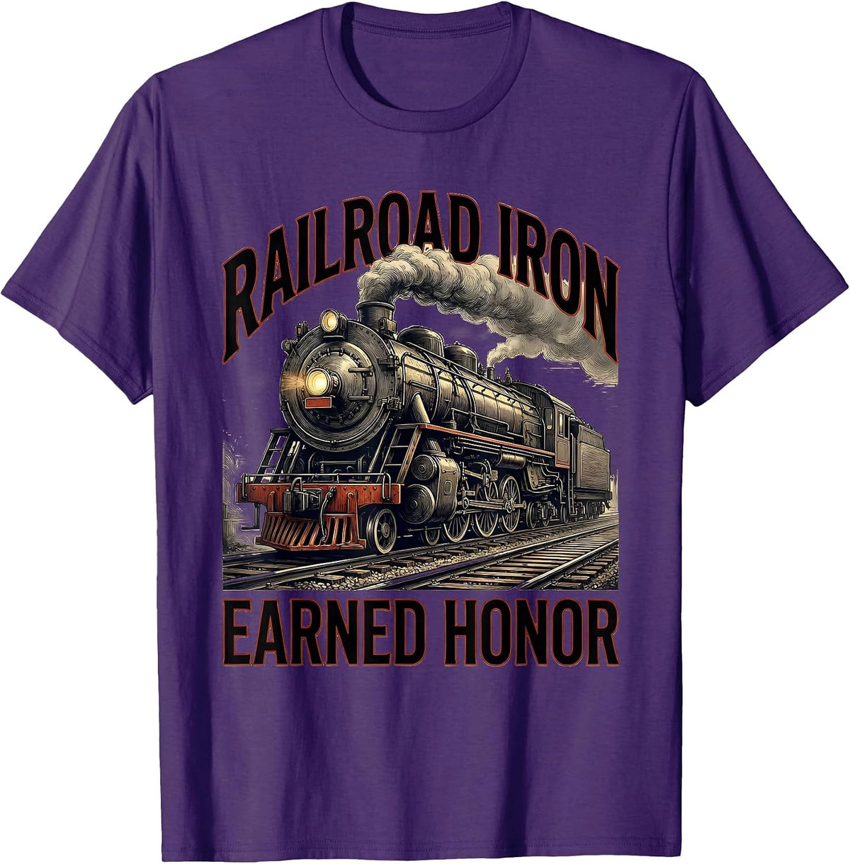 Railroad Iron Earned Honor Big Boy 4014 Steam Locomotive T-Shirt - Purple