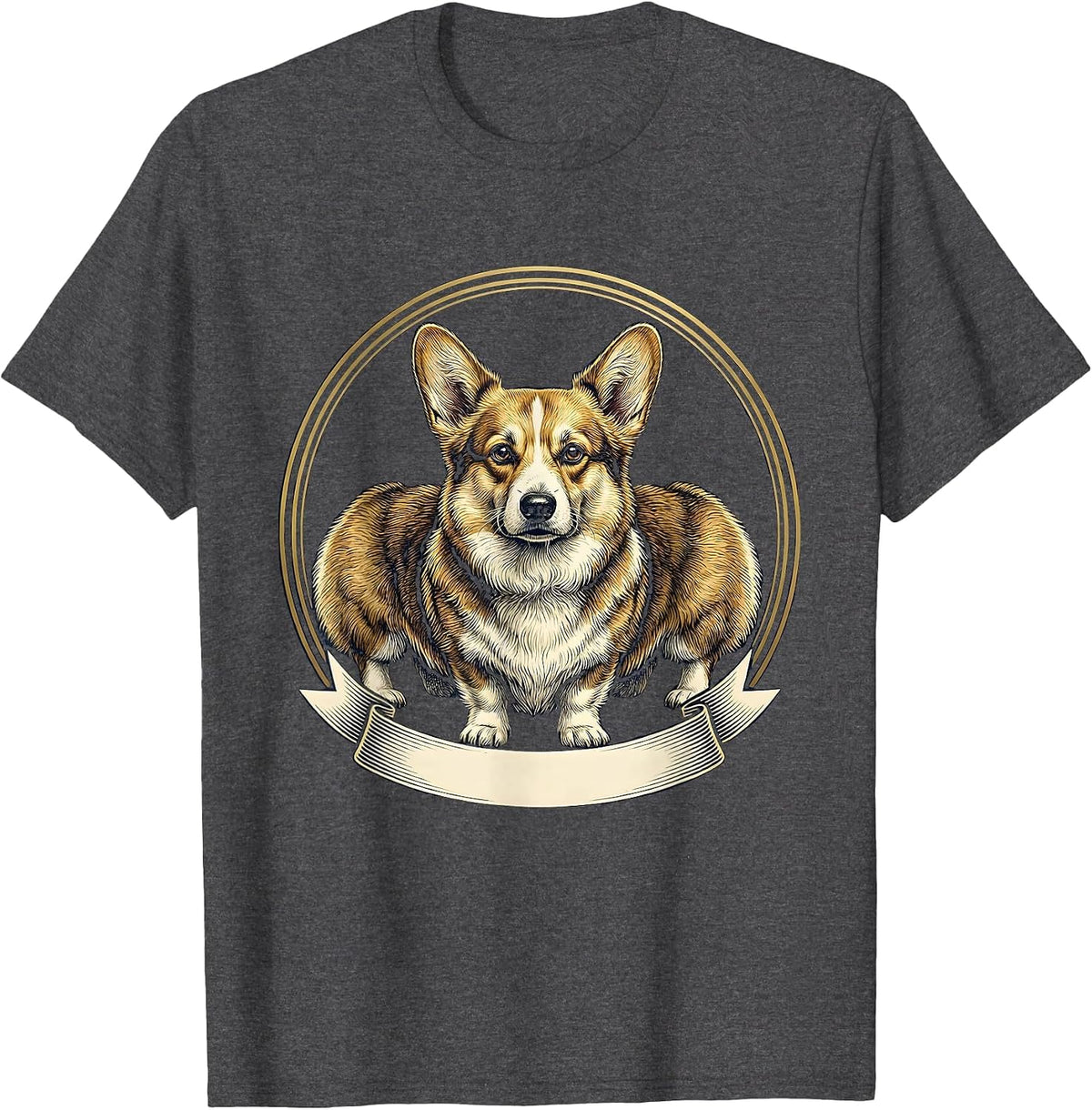 Men's Corgi Seal Emblem Corgi Lover Dog Owner Humor T-Shirt - Dark Heather Grey
