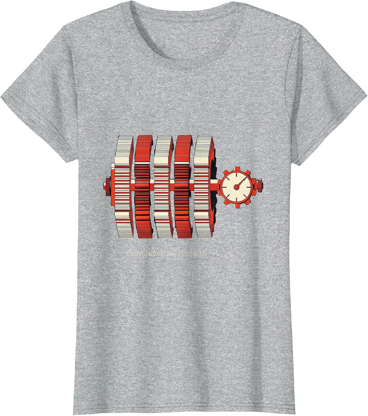 Women's Conservatory Trained Mechanical Analog Calculator Retro Tech T-Shirt - Heather Grey
