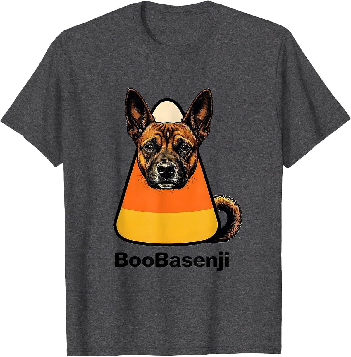 Men's BooBasenji Funny Basenji Dog Halloween Costume Humor T-Shirt - Dark Heather Grey