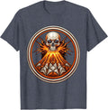 Volcanic Skull Eruption Metal Graphic Design T-Shirt - Heather Blue