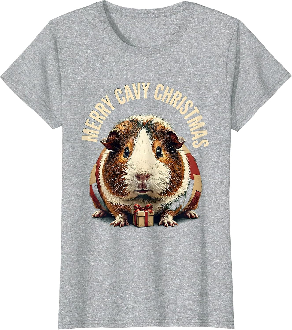 Merry Cavy Christmas Funny Guinea Pig Pet Lover Holiday T-Shirt - Heather Grey