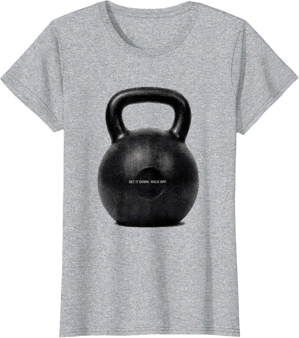 Women's Set It Down Walk Off Funny Gym Workout Weightlifting Humor T-Shirt - Heather Grey