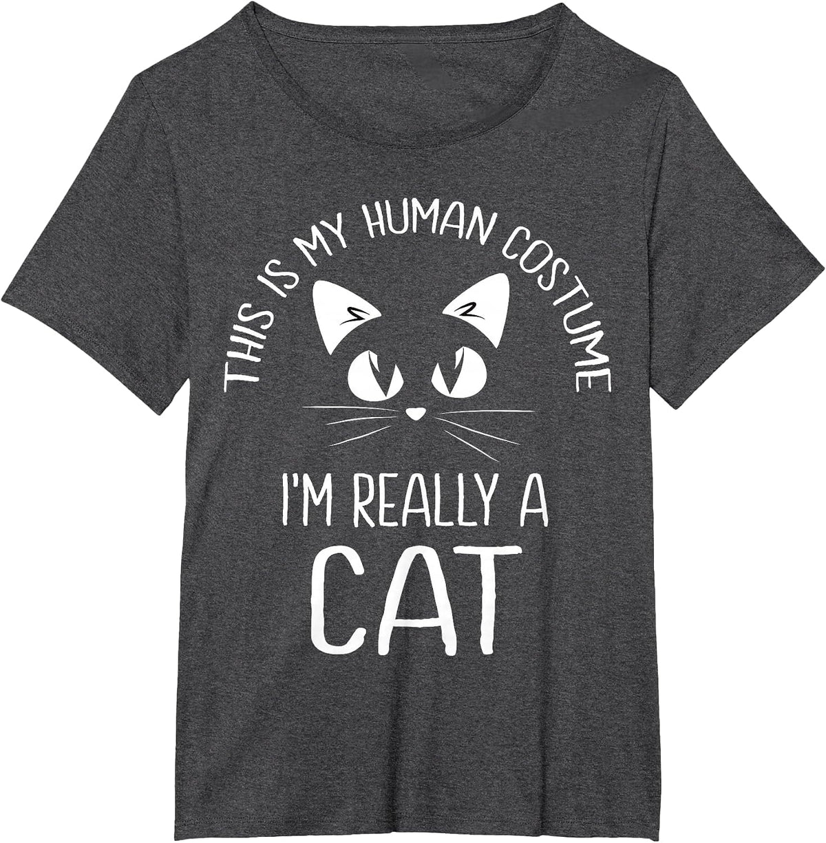 This is My Human Costume I'm Really A Cat Halloween Kitten T-Shirt - Dark Heather Grey