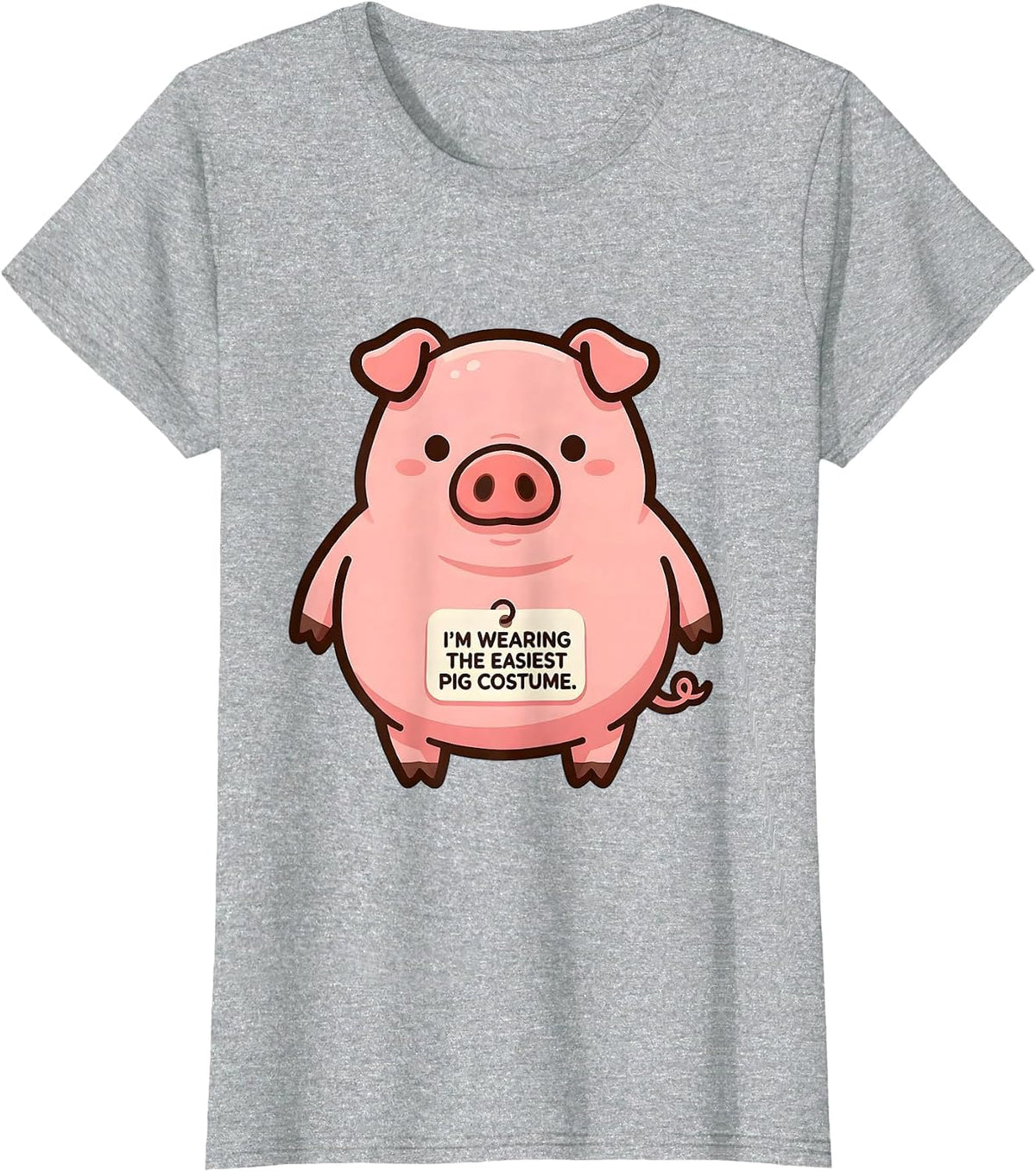 I’m Wearing The Easiest Pig Costume Cute Kawaii Halloween T-Shirt - Heather Grey