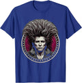 Glam Rock Singer Teased Hair 80s Band Graphic T-Shirt - Royal Blue