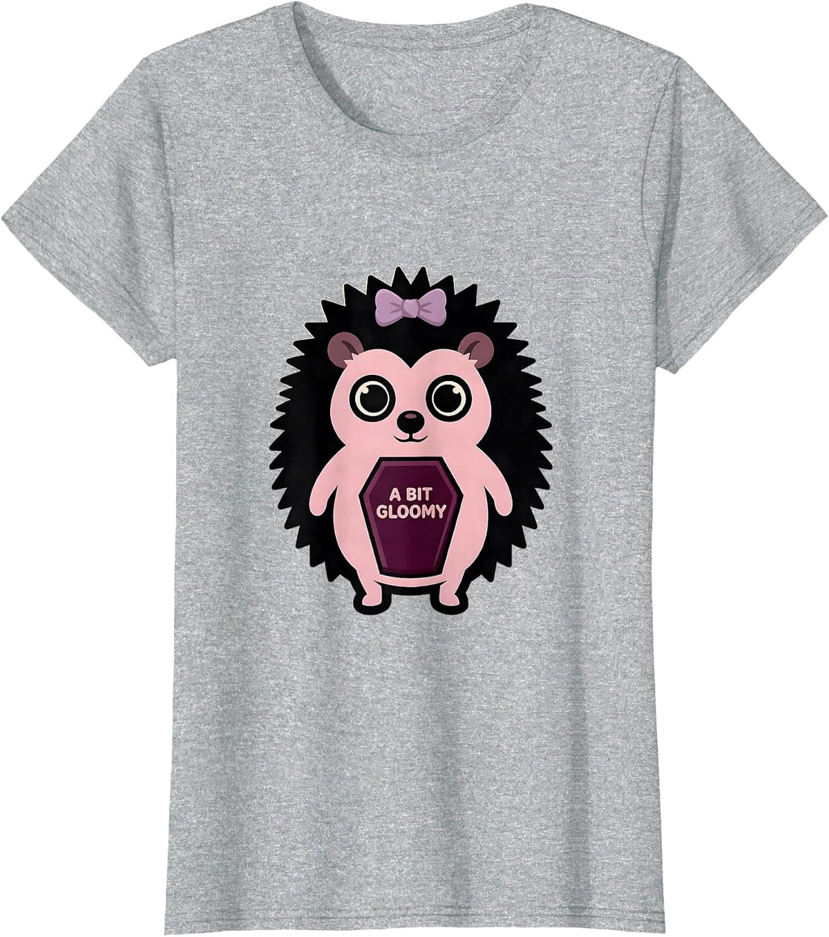 Women's A Bit Gloomy Pastel Goth Kawaii Creepy Cute Plush Hedgehog T-Shirt - Heather Grey