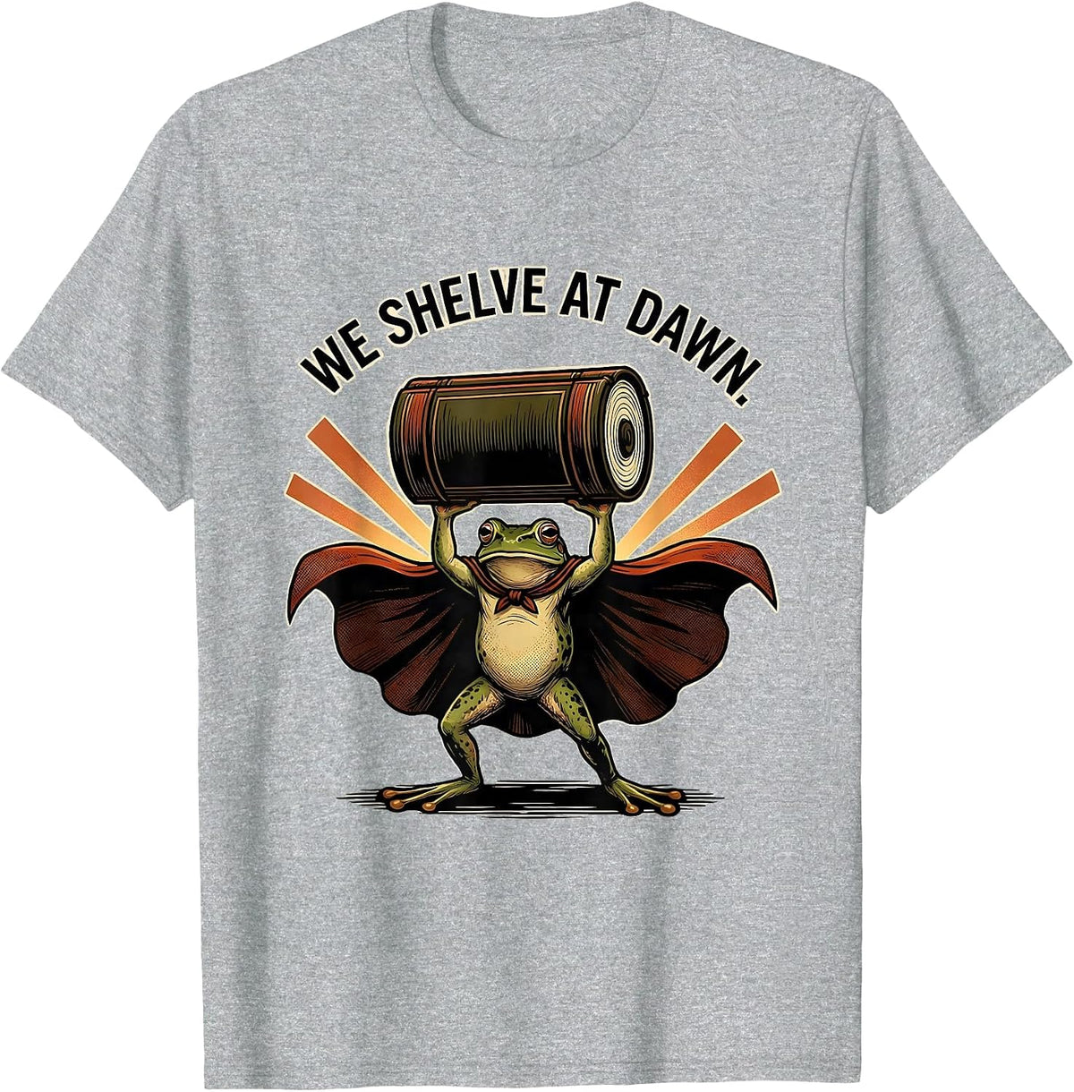 Men's We Shelve At Dawn Funny Teacher Frog Back To School T-Shirt - Heather Grey
