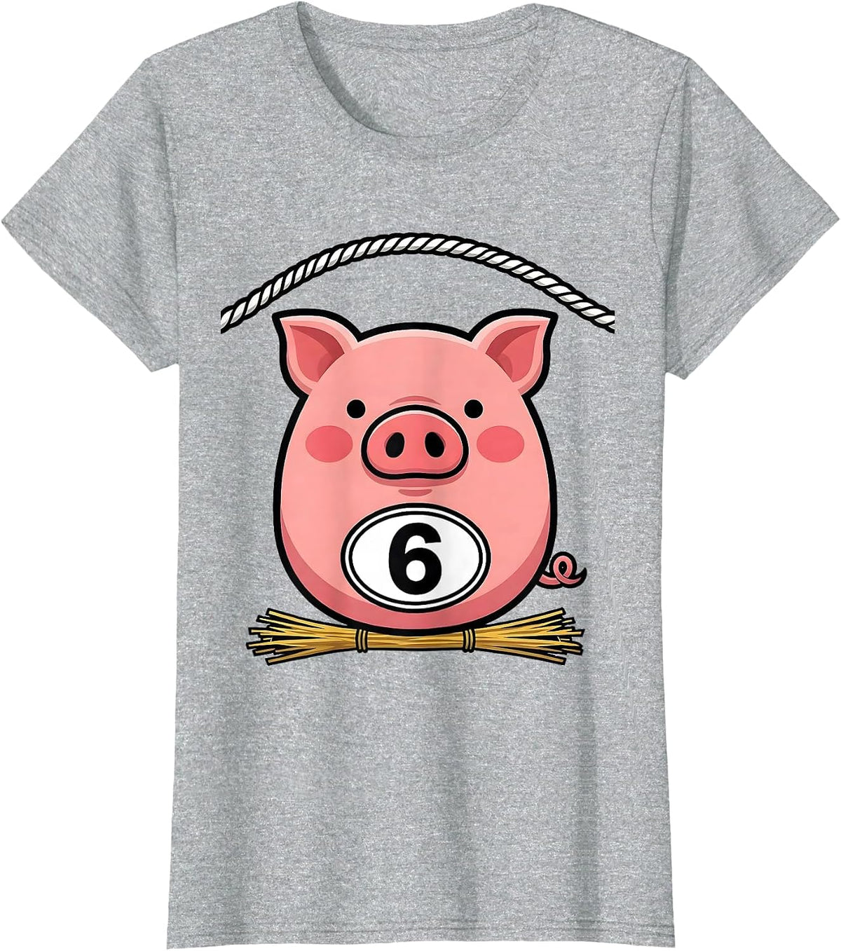 6 Funny Pig Face Halloween Costume Novelty Humor T-Shirt - Heather Grey