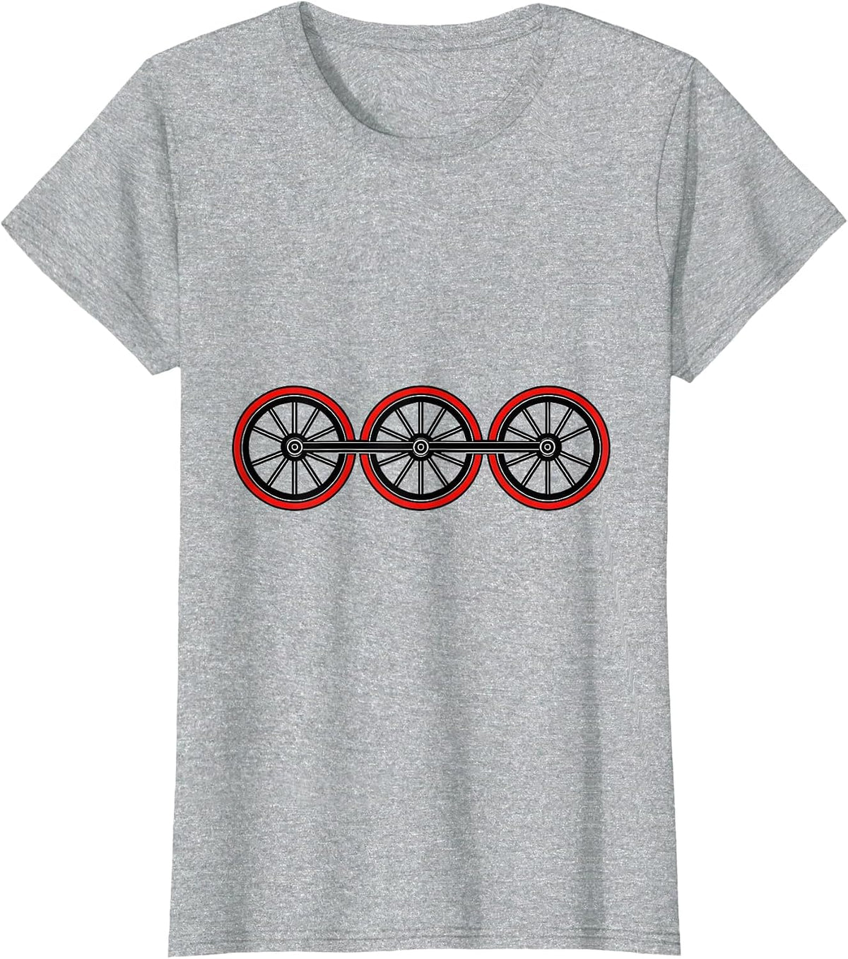 Steam Locomotive Wheels Geometric Train Enthusiast Humor T-Shirt - Heather Grey