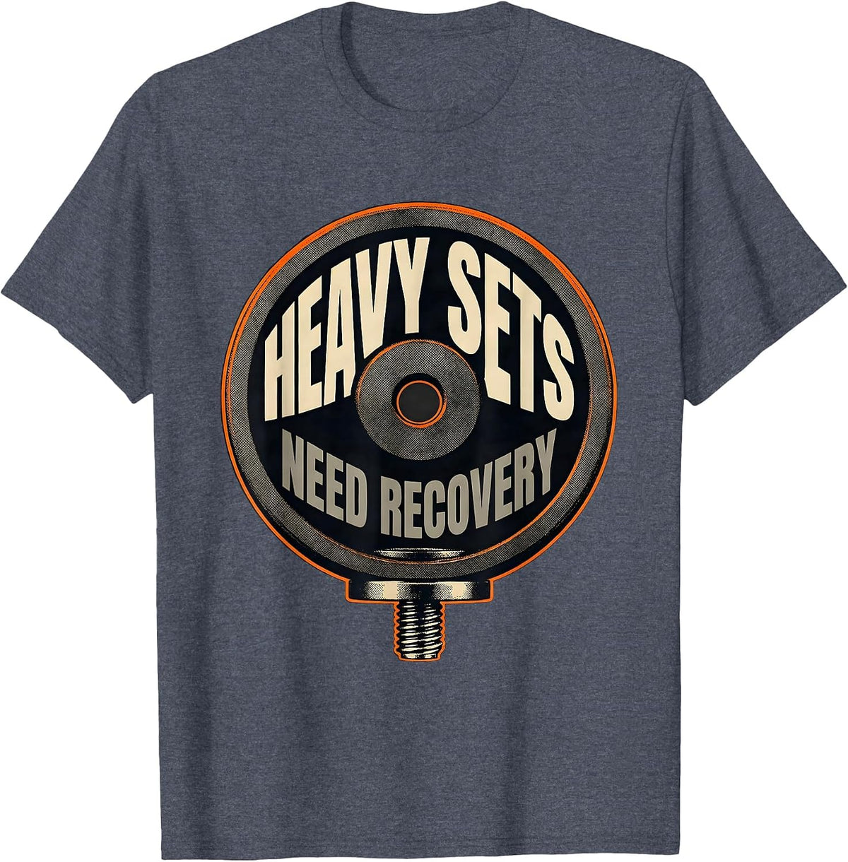 Heavy Sets Need Recovery Funny Gym Workout Weightlifting T-Shirt - Heather Blue