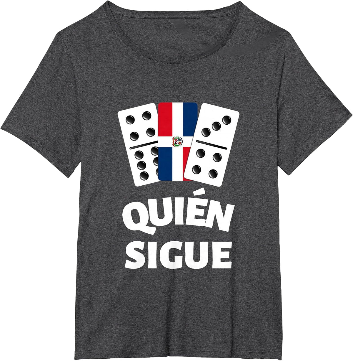 Dominican Republic Flag Dominoes Domino Train Quien Sique T-Shirt - Dark Heather Grey