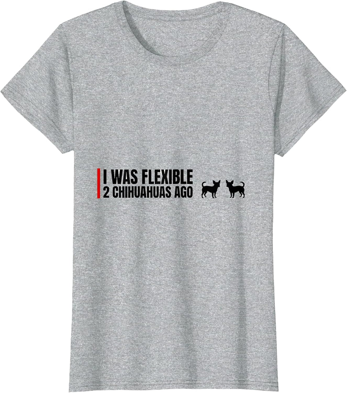 Women's I Was Flexible 2 Chihuahuas Ago Funny Chihuahua Owner Humor T-Shirt - Heather Grey