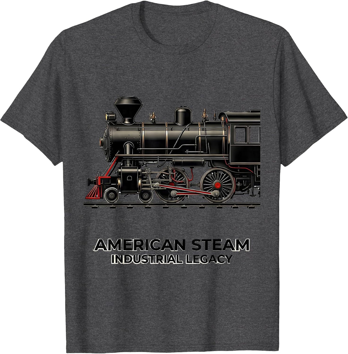 Men's American Steam Industrial Legacy Big Boy 4014 Train Engineer T-Shirt - Dark Heather Grey