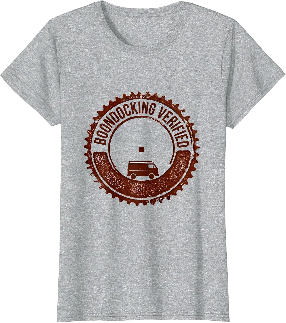 Boondocking Verified Vintage Van Life Nomads Retro Road Trip T-Shirt - Heather Grey