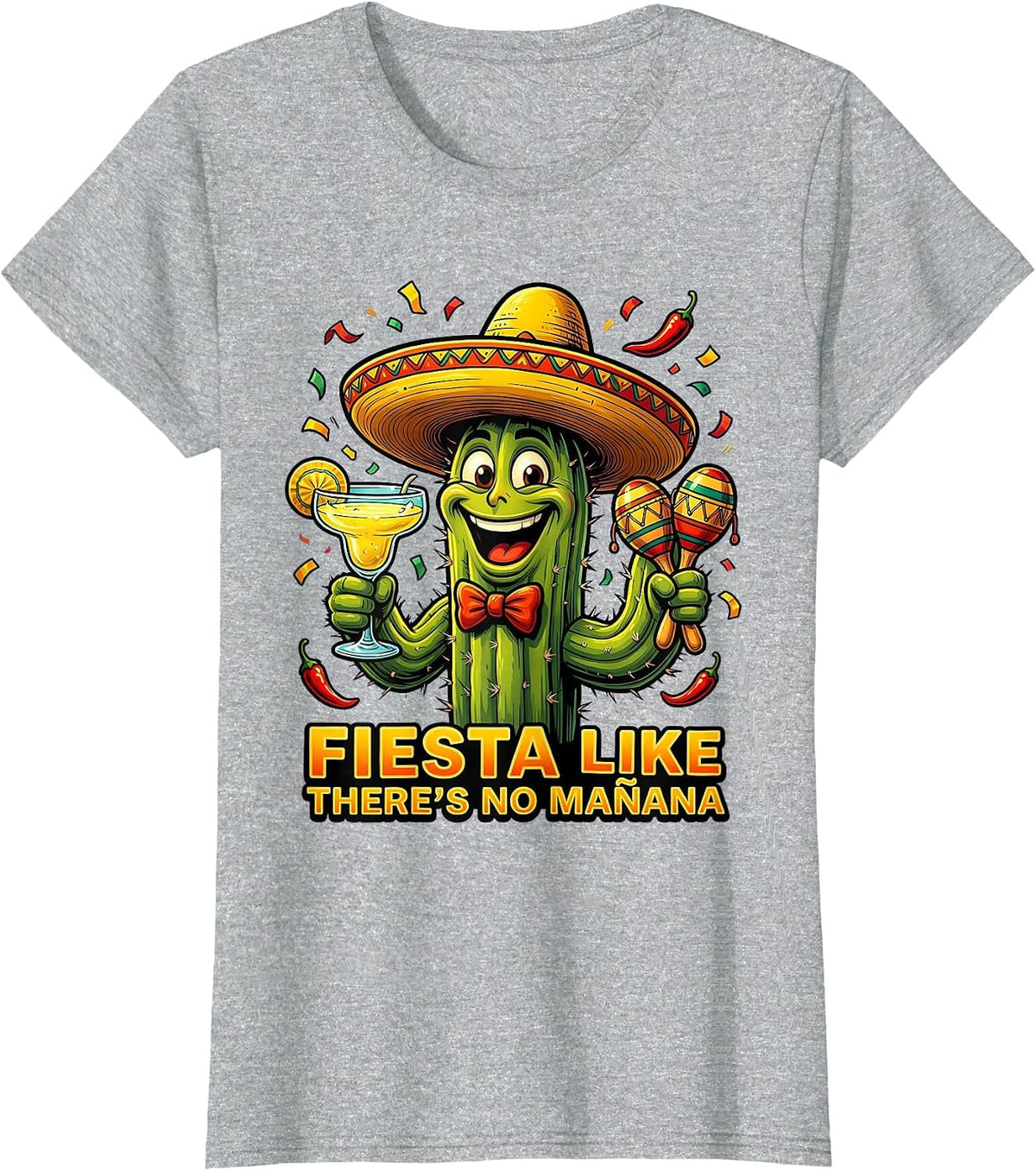 Fiesta Like There's No Manana Cinco De Mayo T-Shirt - Heather Grey