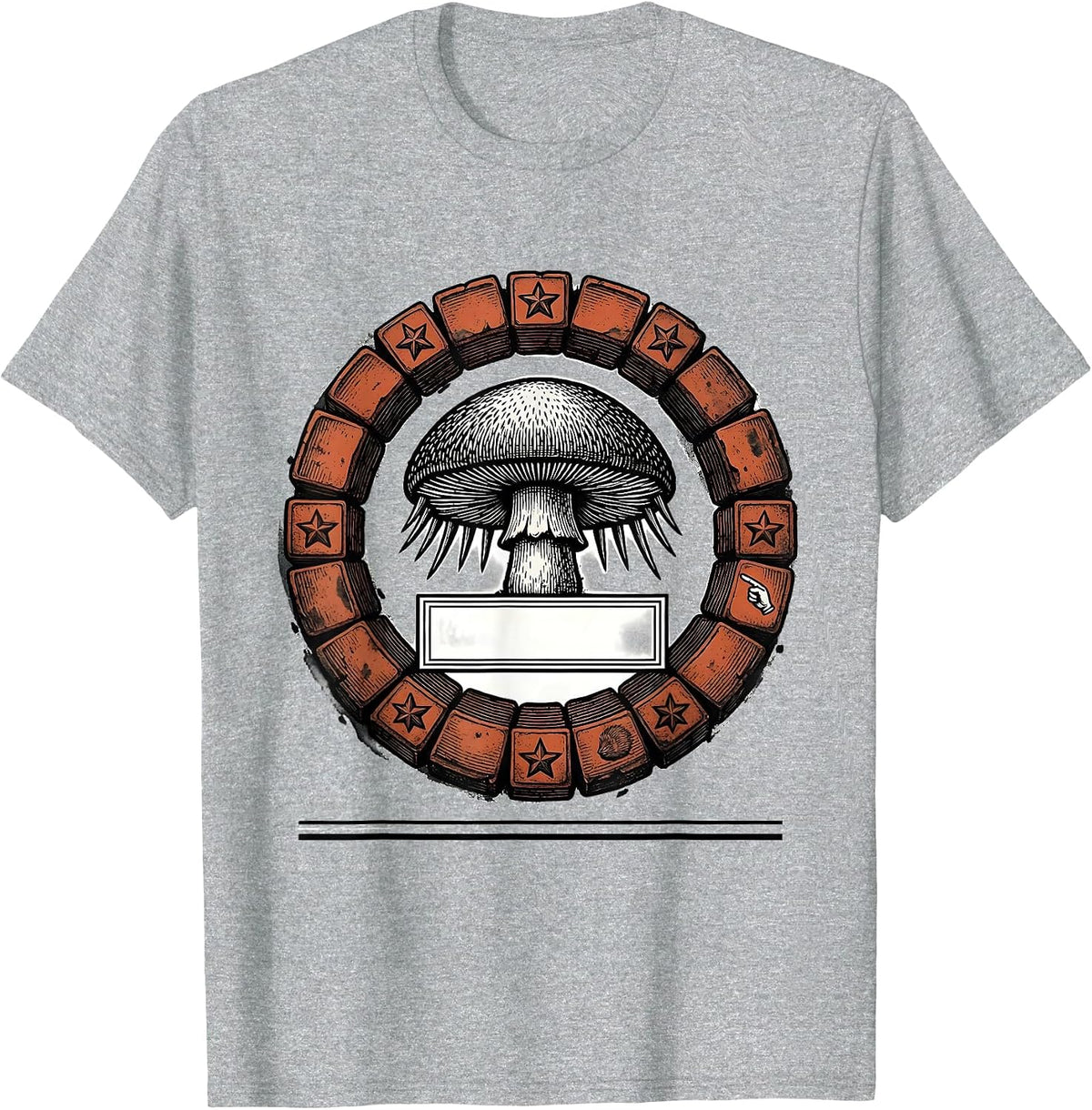 Men's Shield Seal Hedgehog Mushroom Forager Humor T-Shirt - Heather Grey