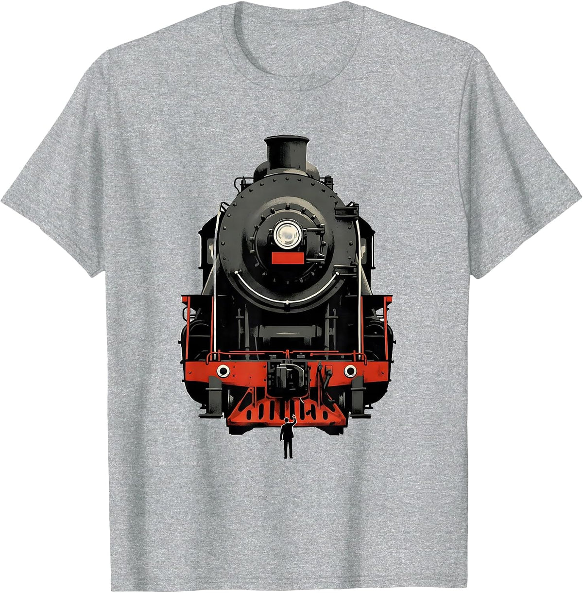 Men's Enormous Locomotive Minimalist Train Enthusiast Humor T-Shirt - Heather Grey