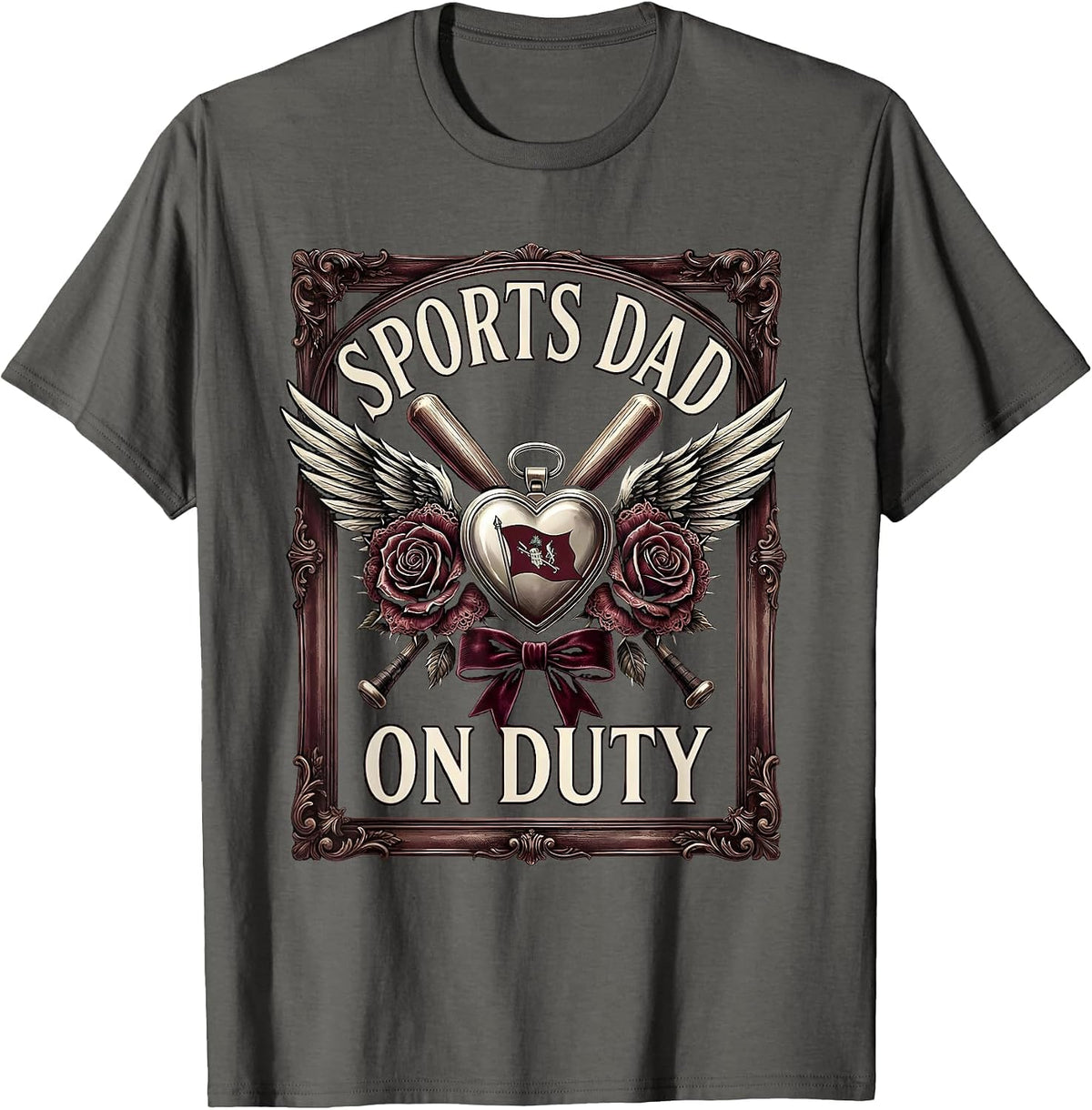 Men's Sports Dad On Duty Proud Fan Father Design T-Shirt - Asphalt Grey