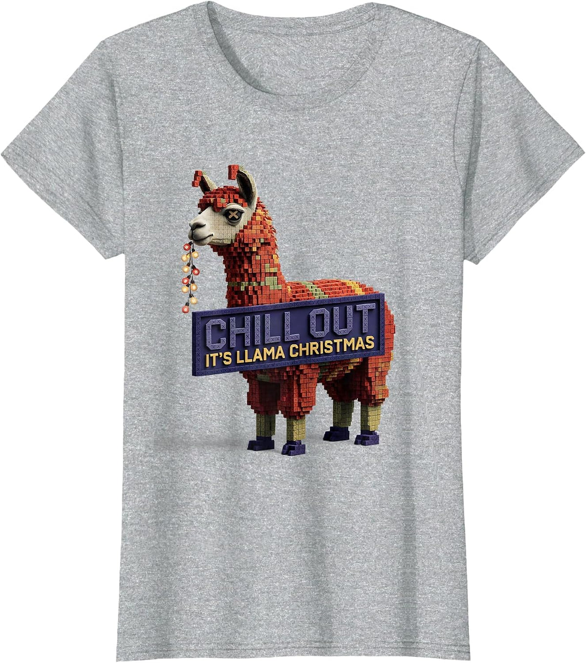 Chill Out, It's Llama Christmas Funny Llama Lover Christmas T-Shirt - Heather Grey