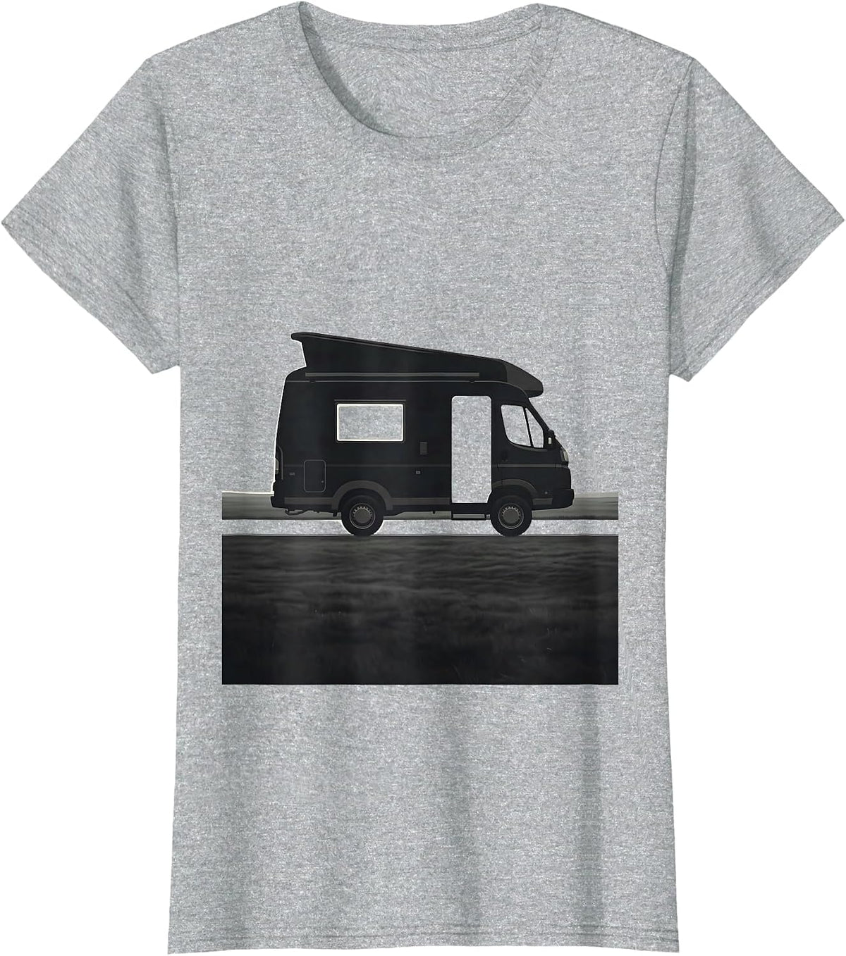 Women's Compact Pop-Top Camper Minimalist Van Life Van Dweller T-Shirt - Heather Grey
