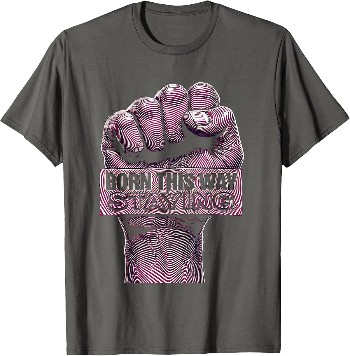 Men's Born This Way Staying Pride Flag Design T-Shirt - Asphalt Grey