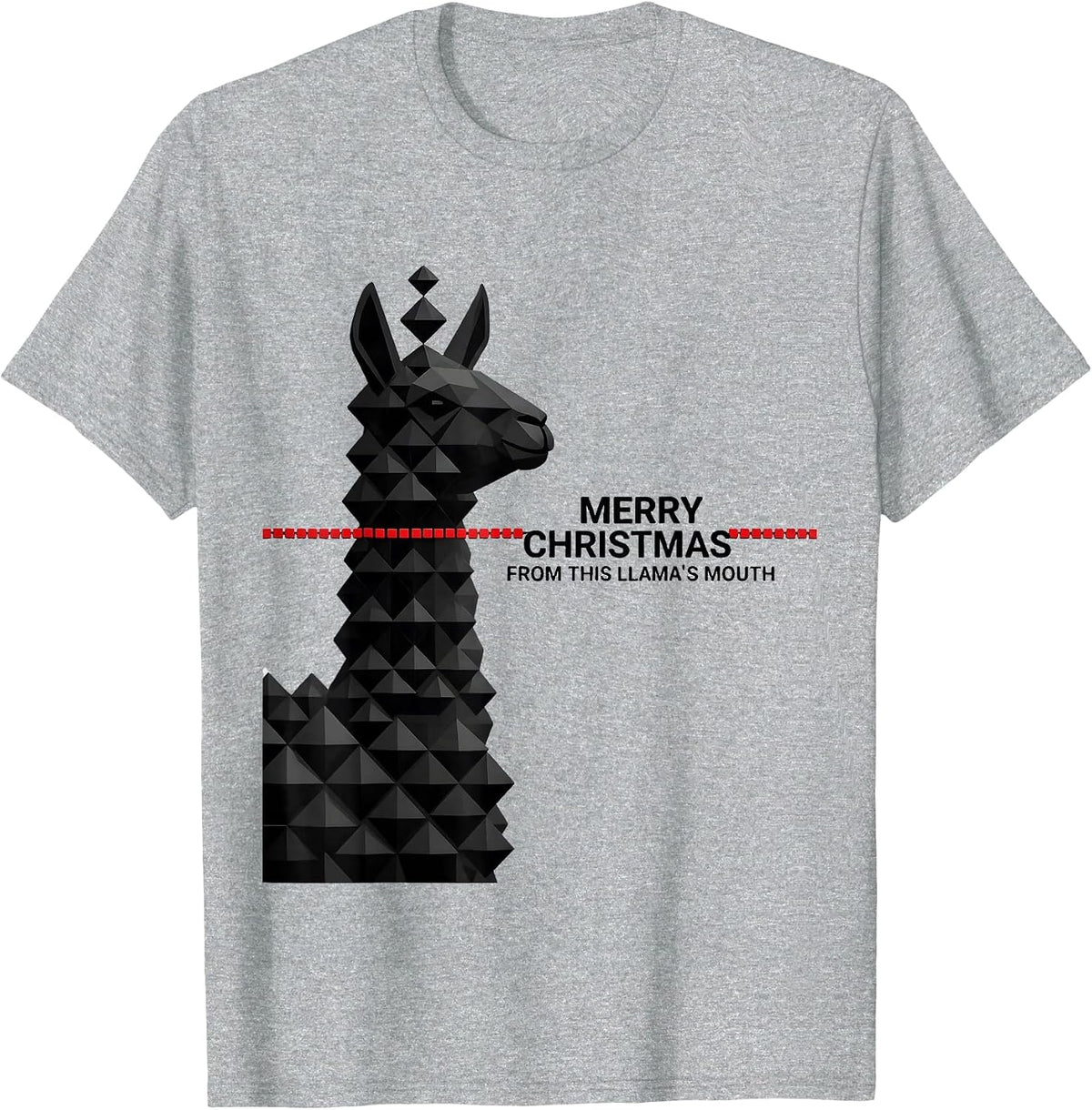 Men's Merry Christmas From This Llama's Mouth Funny Llama Lover T-Shirt - Heather Grey