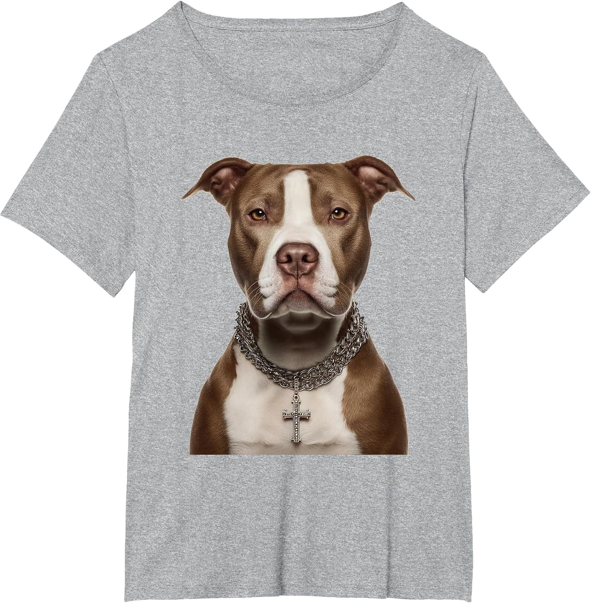 Christian Pitbull Dog Pittie Cross Religious Graphic T-Shirt - Heather Grey
